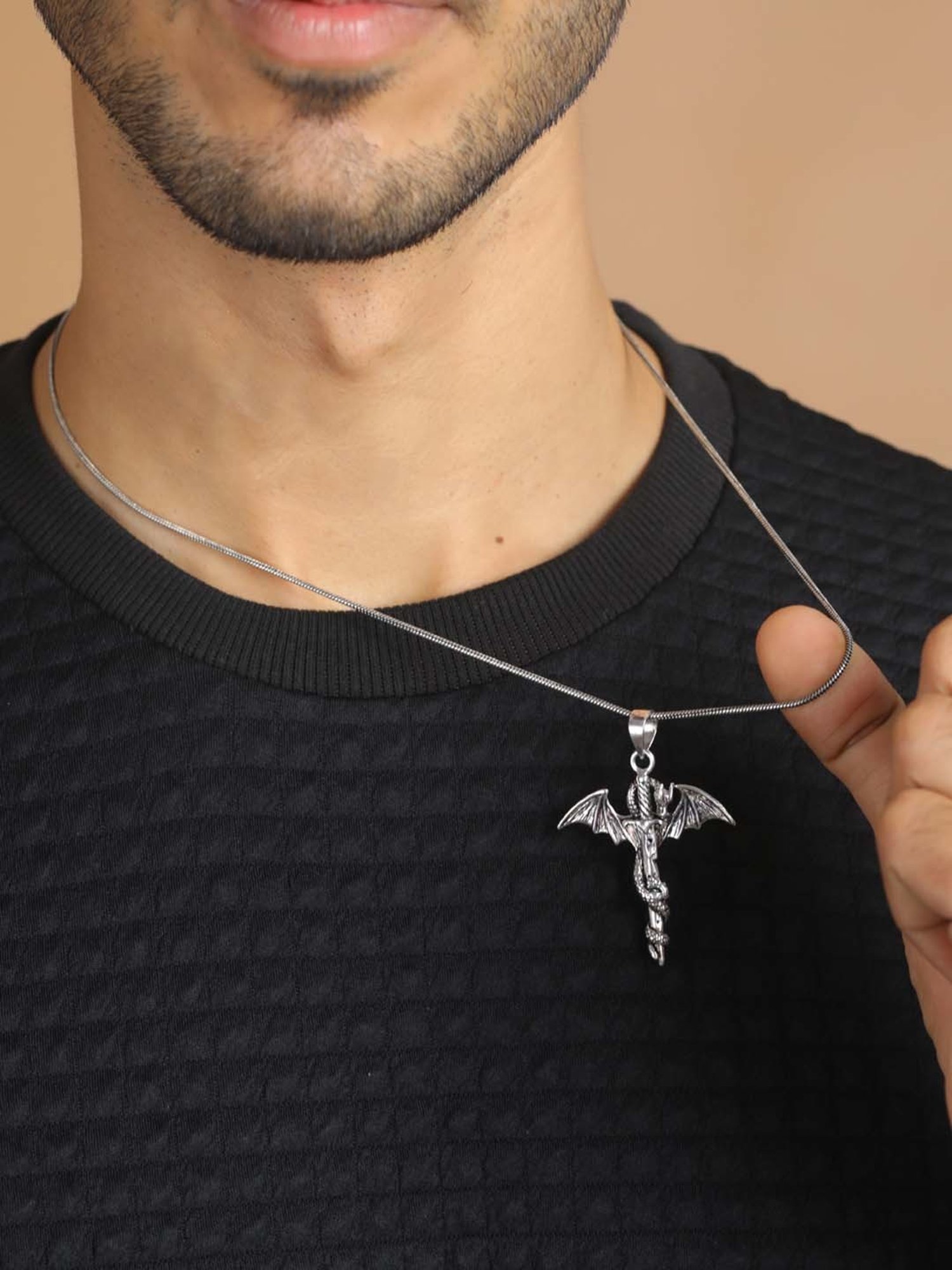 Bold by Priyaasi Dragon Sword Silver-Plated Necklace for Men