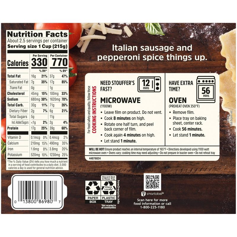 Stouffer's Meat Lovers Frozen Lasagna - 18oz