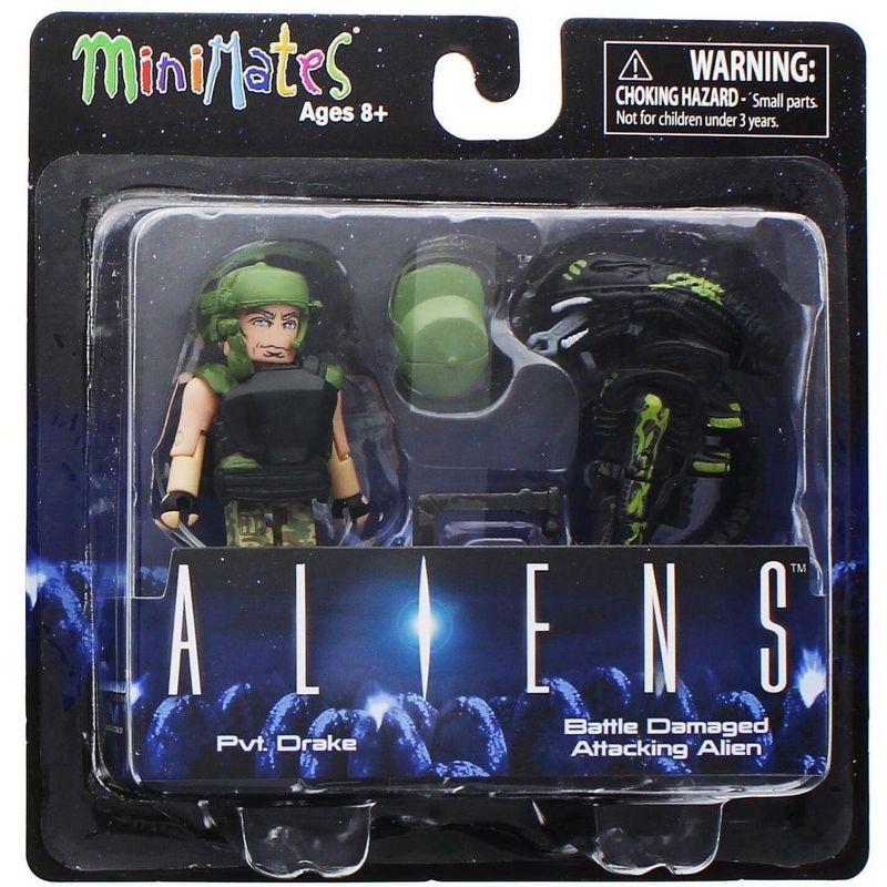 Diamond Comic Distributors, Inc. Aliens Pvt. Drake & Battle Damaged Attacking Alien 2-Pack Series 1 Minimates