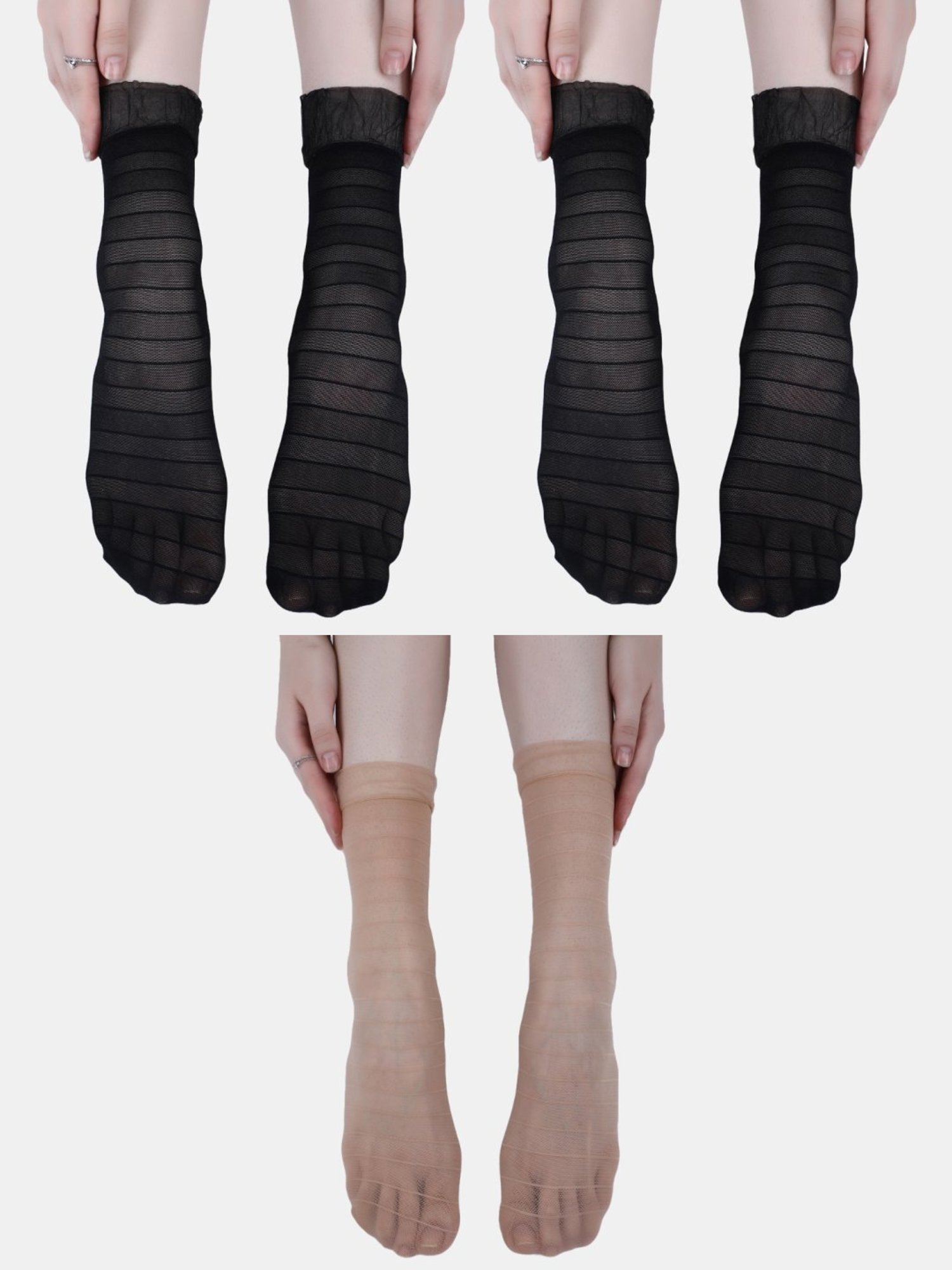 NEXT2SKIN Black & Beige Socks - Pack of 3