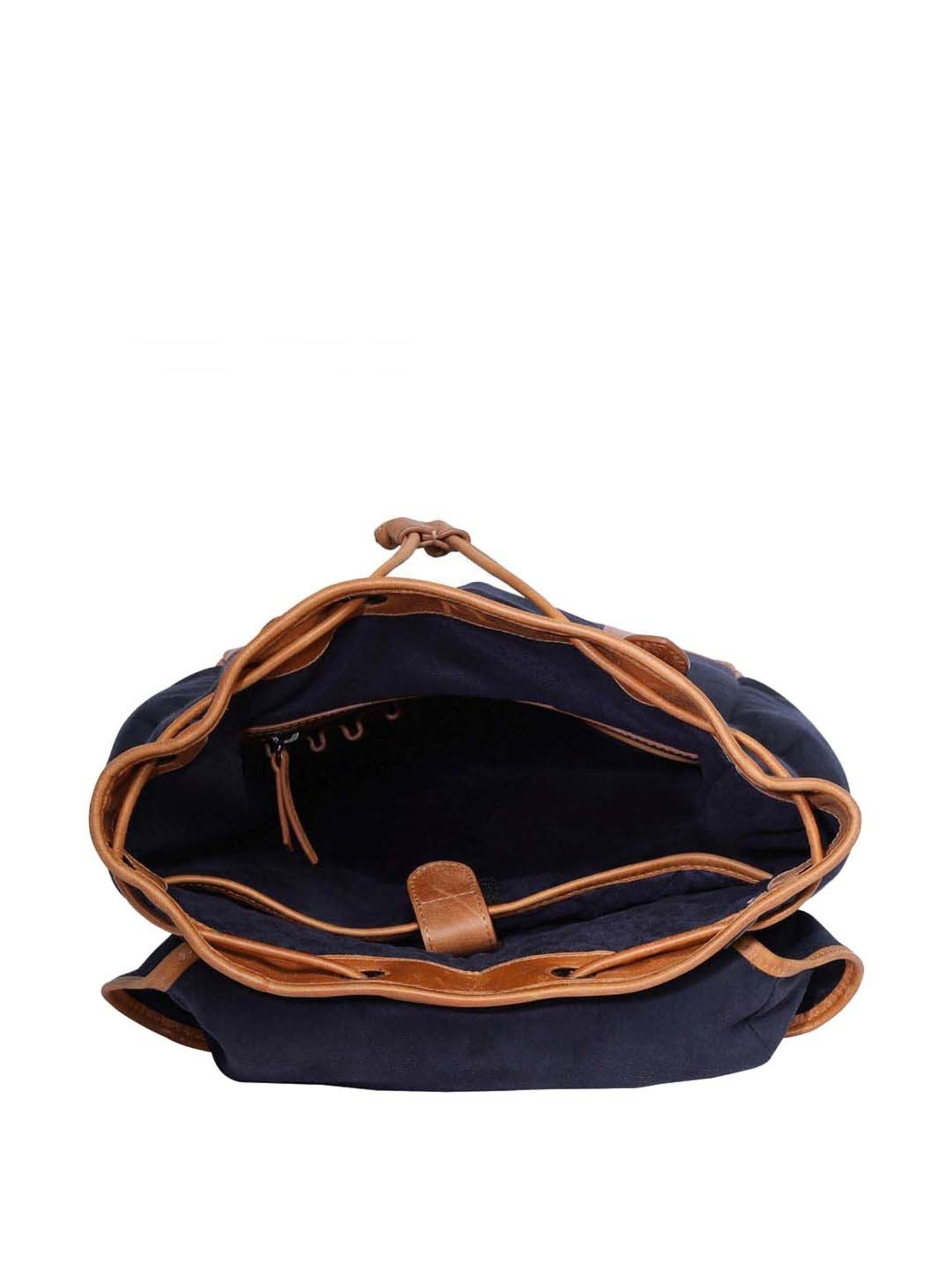 Bagatt Solofra Navy & Tan Leather Medium Laptop Backpack