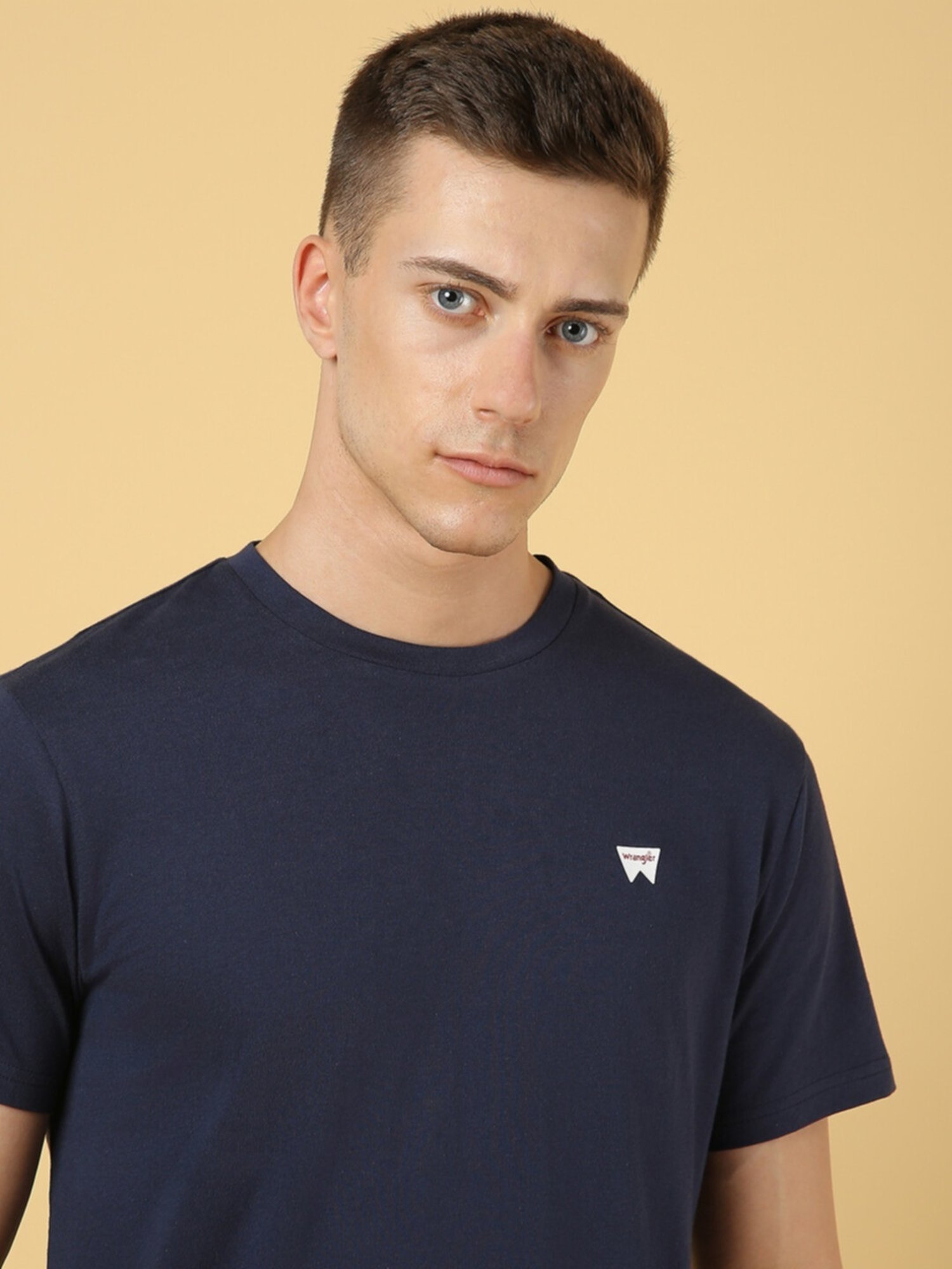 Wrangler Blue Cotton Regular Fit T-Shirt