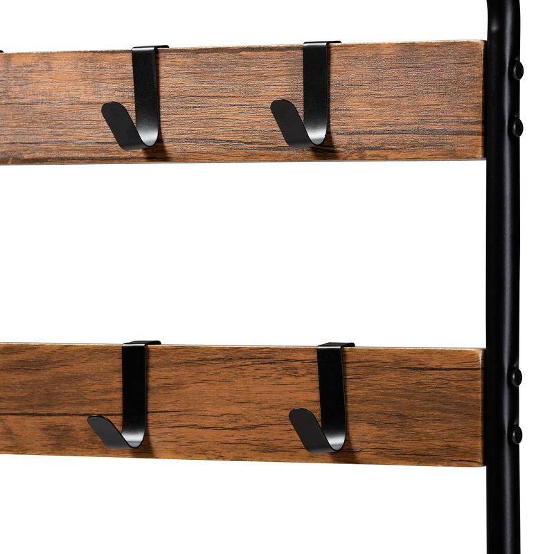 Aislin Distressed Wood and Metal Finished Entryway Hall Tree Brown/Black - Baxton Studio