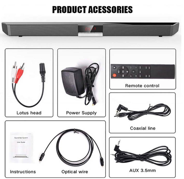 Bluetooth Sound Bar TV Speaker TV Sound Bar Wired and Wireless Bluetooth Home Surround SoundBar for PC Theater TV Speaker Built-in Subwoofers Hifi Stereo Column Surround Soundbar with Remote