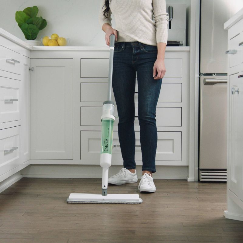 Casabella Infuse Hardwood Floor Spray Mop Kit - 1 Mop 1 Reusable Mop Pad 1 Floor Cleaner Concentrate - Lemongrass