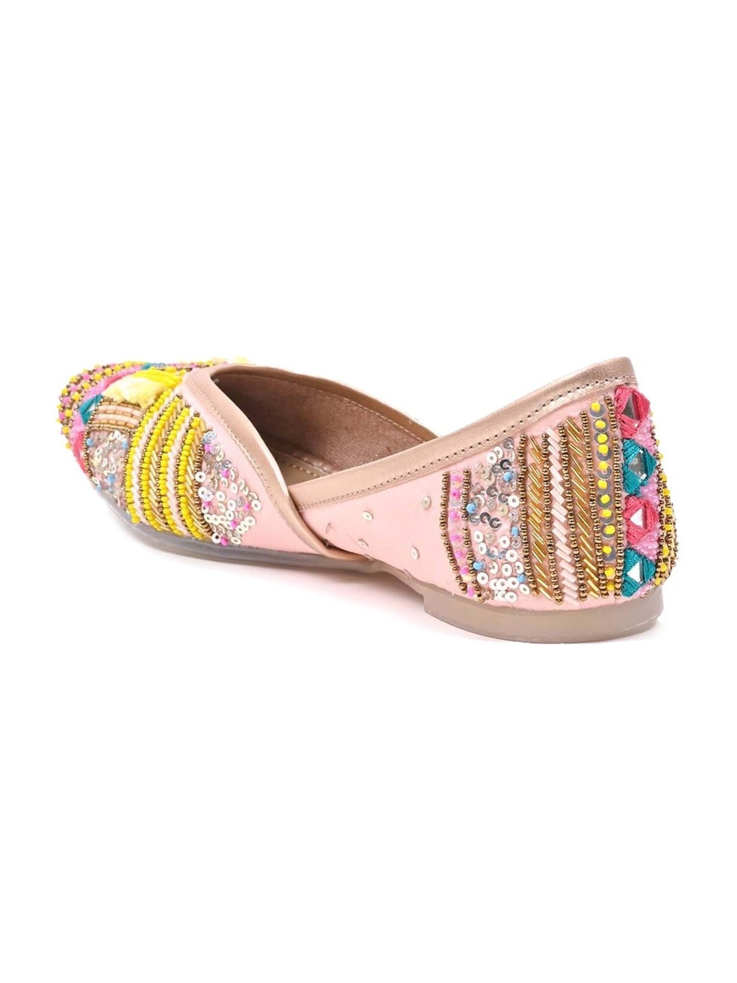 Jove Women's Pink Ethnic Juttis