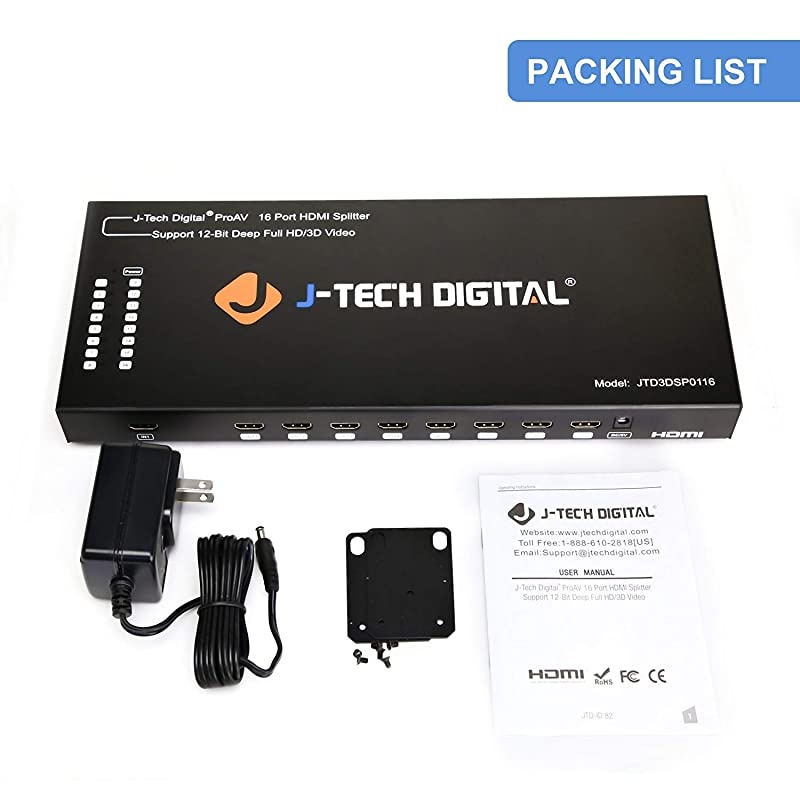 1x16 HDMI 4K@60Hz Splitter, YUV 4:2:0, HDCP 1.4 Compliant, and 3D Support [JTD3DSP0116]