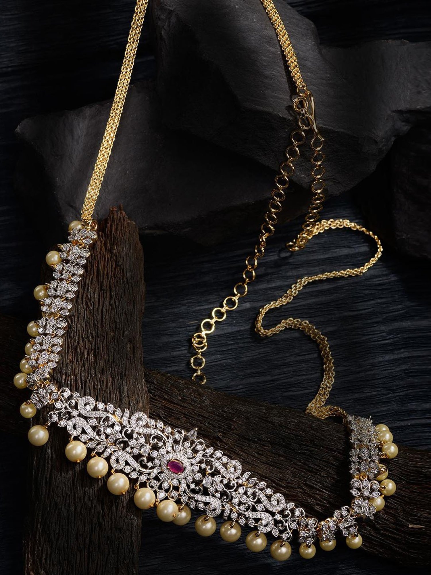 Saraf Rs Jewellery Silver Toned White Ad Studded Floral Motif Kamarbandhkamarbandh