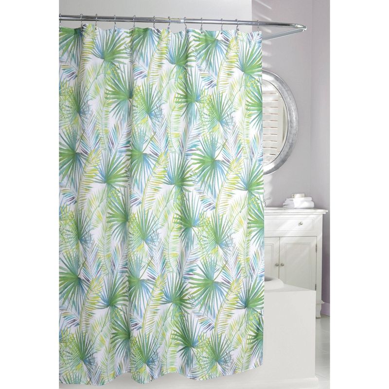 Palm Tree Shower Curtain Green/White - Moda at Home