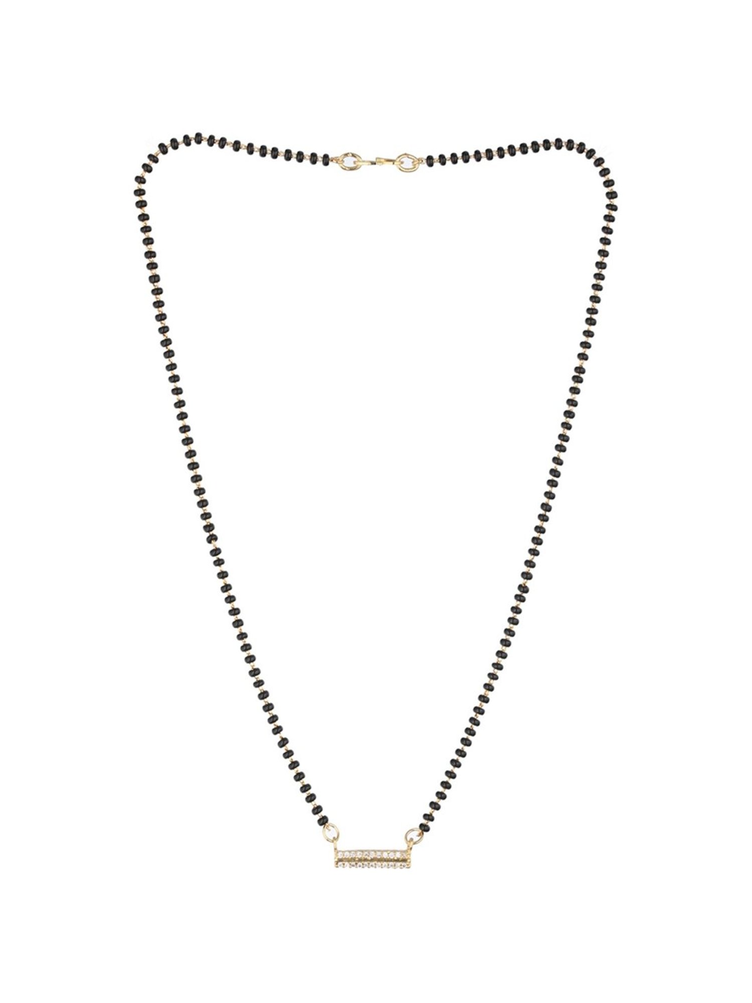 Aatmana Black Gold-Plated AD-Studded & Beaded Mangalsutra for Women