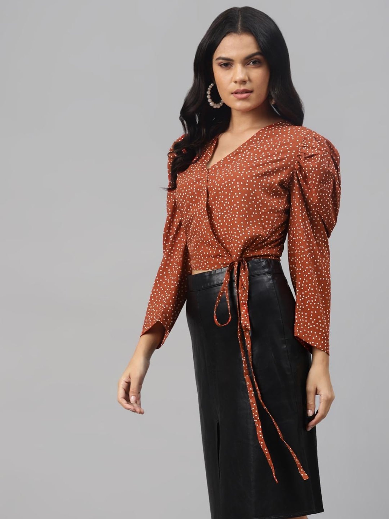 Melon by PlusS Rust Printed Crop Top