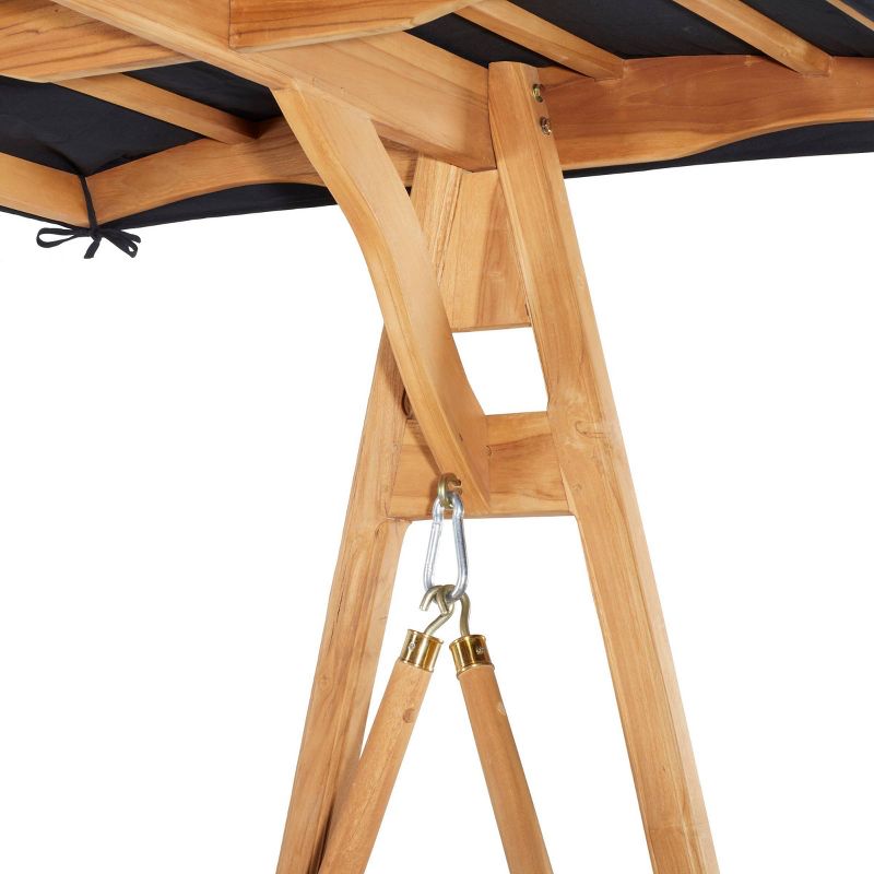 77"x60" Traditional Teak Patio Chaise Lounge - Brown - Olivia & May