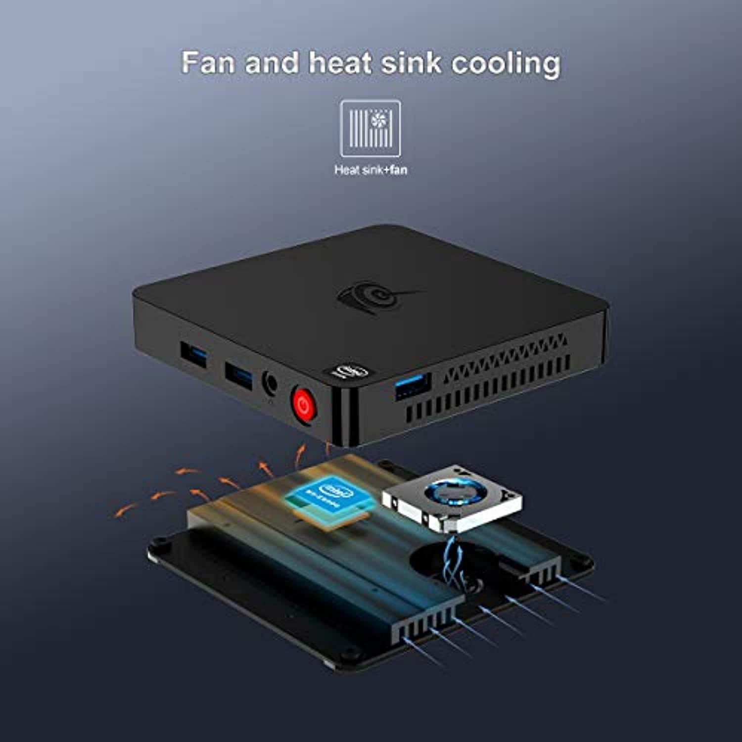 Mini PC Beelink T4,Windows 10 Intel Atom X5-Z8500 Quad Core Ultra-Quiet Mini Computer,4GB DDR/64GB eMMC,HDMI and DP Port,4K@30Hz HD,2.4G+5G WiFi,Support Auto Power On, PXE Boot, WOL, RTC Wake