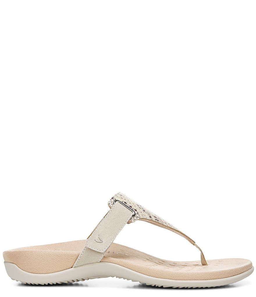Vionic Wanda Snake Embossed T-Strap Sandals
