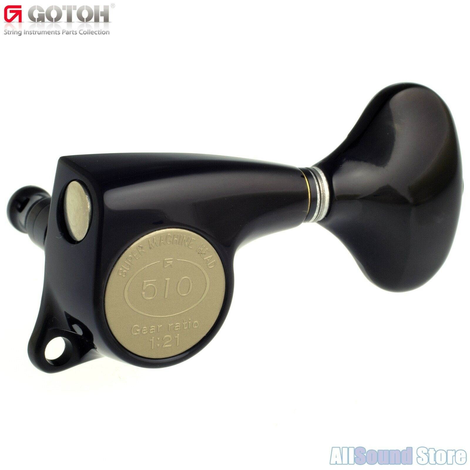 GOTOH SGL510Z-L5 3x3 Guitar Tuners, Tuning Keys 1:21 Ratio - 3L+3R - BLACK