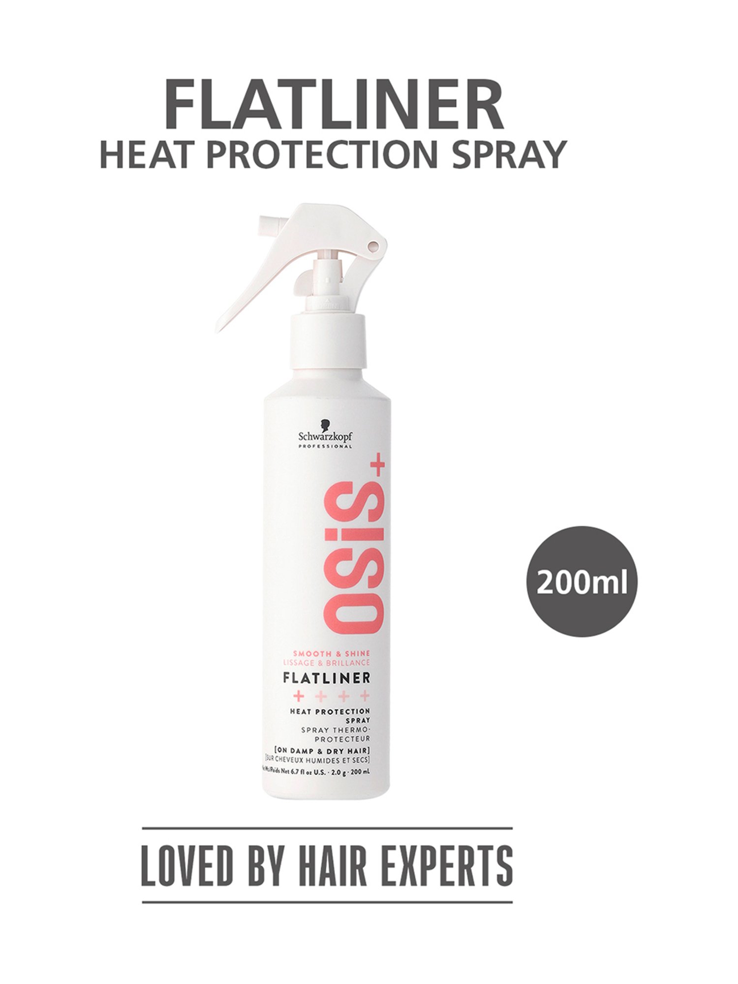 Schwarzkopf Professional Osis+ Smooth & Shine Flatliner + Heat Protection Spray - 200 ml