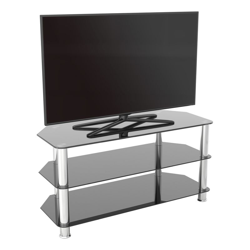 50" TV Stand with Glass Shelves - Silver/Black