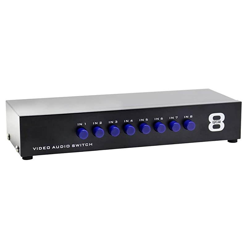 8-Way AV Switch RCA Switcher 8 in 1 Out Composite Video L/R Audio Selector Box for DVD STB Game Consoles