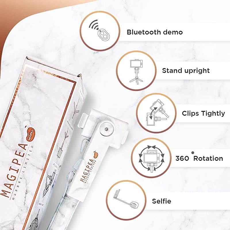 Selfie Stick Tripod with Detachable Wireless Remote Shutter for iPhone & Android: 360&deg; Rotating Phone Holder, Extendable Stick & Reversible Pin, Perfect for TikTok