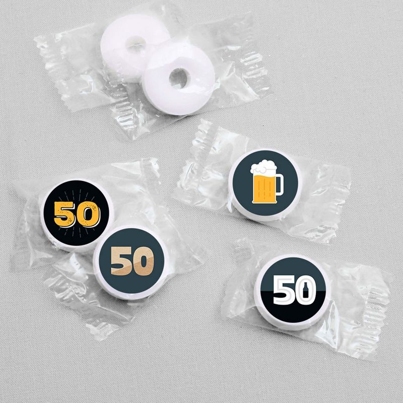 Big Dot of Happiness Cheers and Beers to 50 Years - 50th Birthday Party Round Candy Sticker Favors - Labels Fit Hershey's Kisses (1 sheet of 108)
