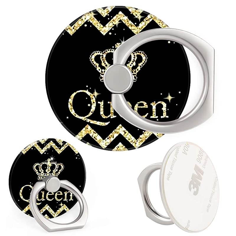 Phone Ring Holder 360 Rotation Finger Stand Grip Kickstand for Smartphones and Tablets (Gold Queen)
