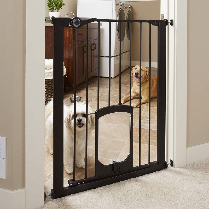 MyPet Tall Pet Gate Passage Walk Through Gate with Door, Bronze
