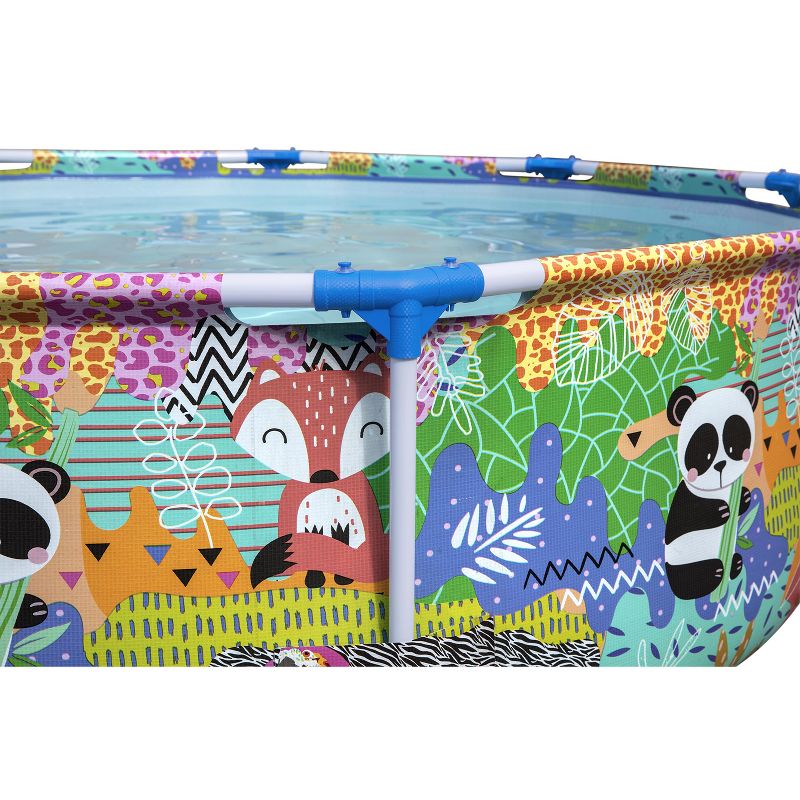 Bestway Steel Pro Easy Setup Panda Rainbow Jungle Print 9 Foot DuraPlus Reinforced Puncture Resistant PVC Liner Round Above Ground Pool