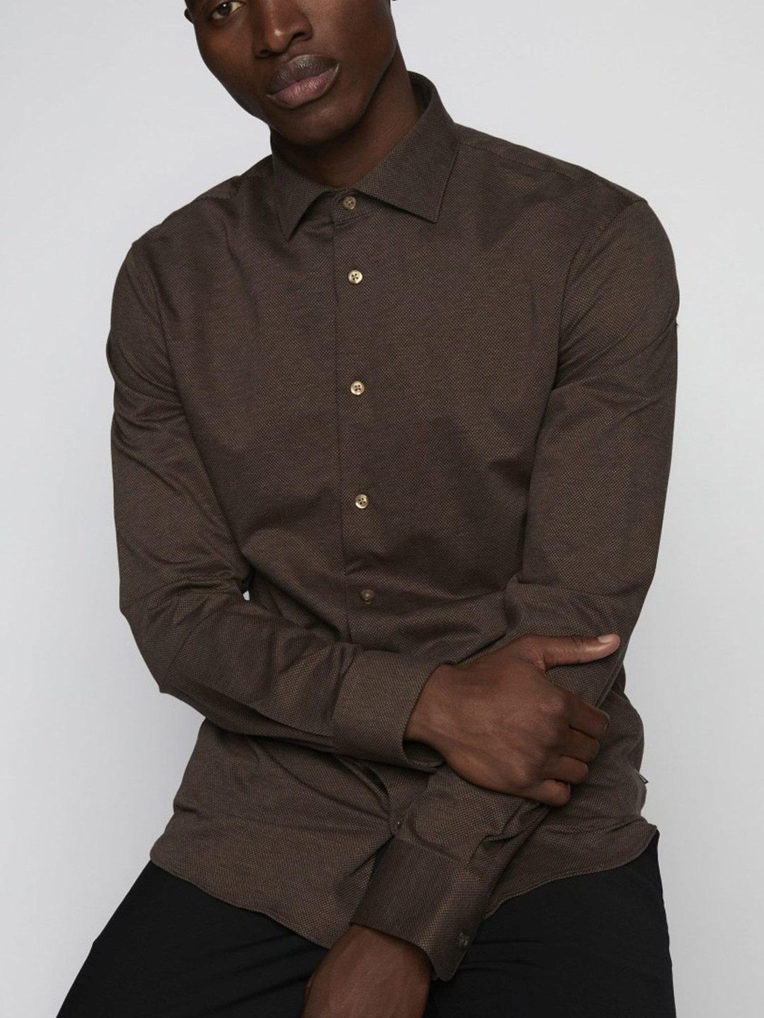 Matinique Brown Cotton Regular Fit Shirt