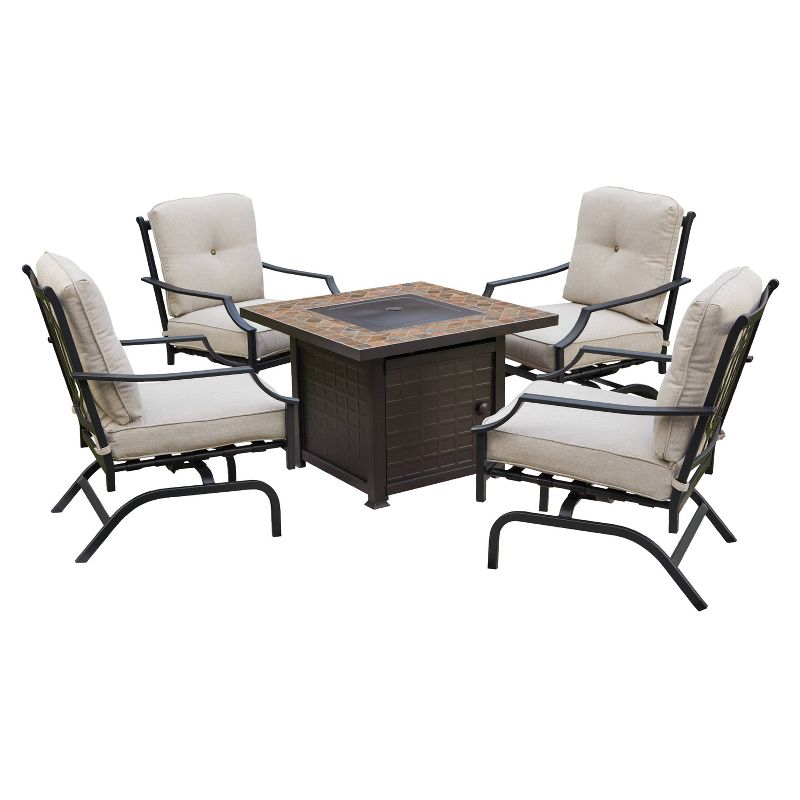 5pc Conversation Steel Patio Seating Sets Cream - Lokatse