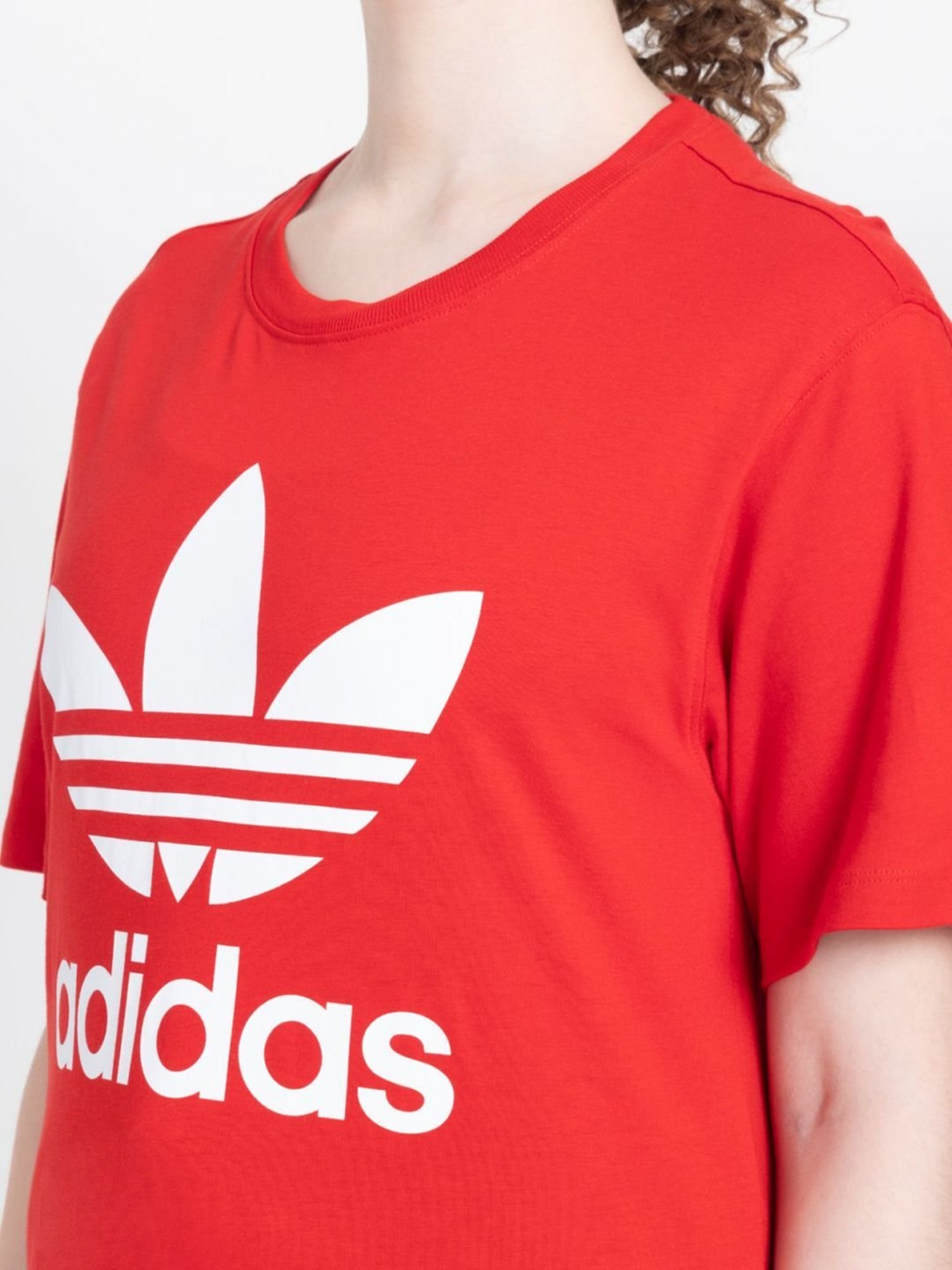 Adidas Originals Red Cotton Logo Print Sports T-Shirt