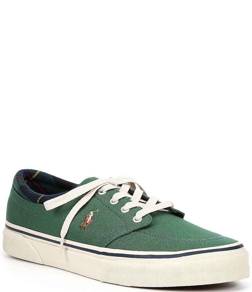 Polo Ralph Lauren Men's Faxon X Plaid Accent Canvas Lace-Up Sneakers