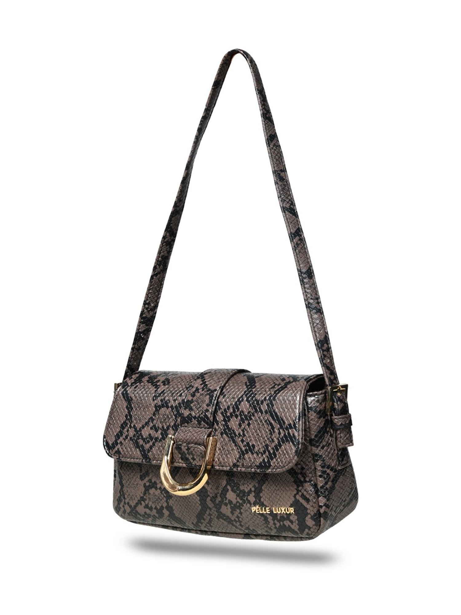 PELLE LUXUR Cedar Brown Animal Effect Small Shoulder Bag