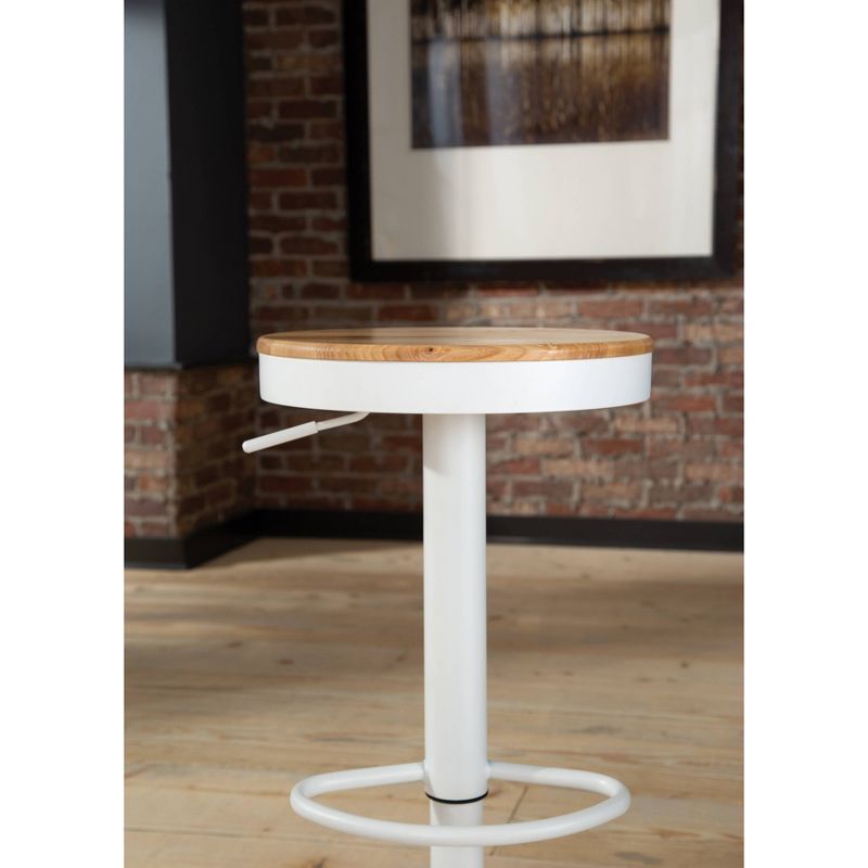 32" Industrial Modern Backless Adjustable Barstool White/Natural - OFM