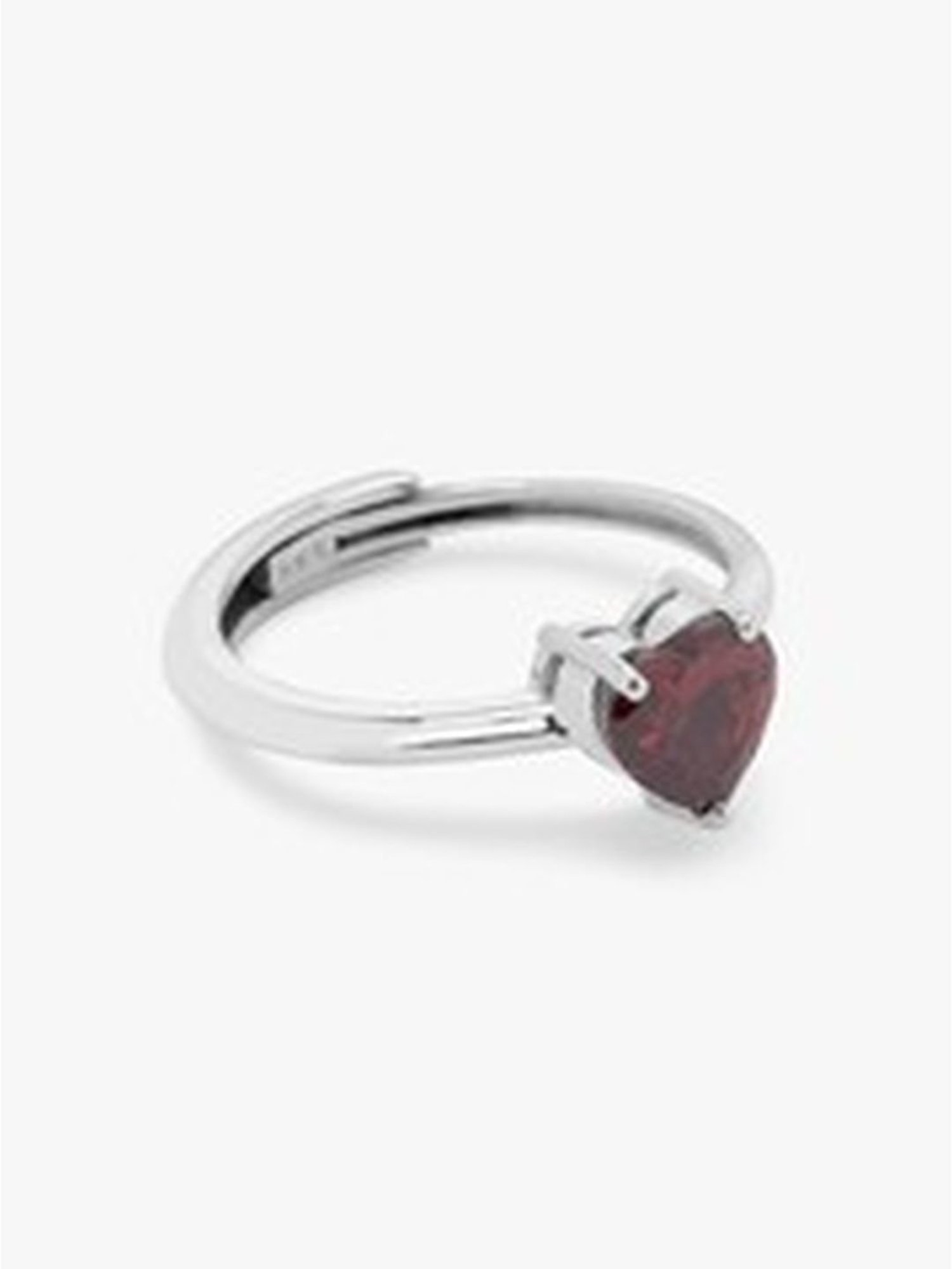 March by FableStreet 92.5 Sterling Silver Red Heart Zircon Ring for Women
