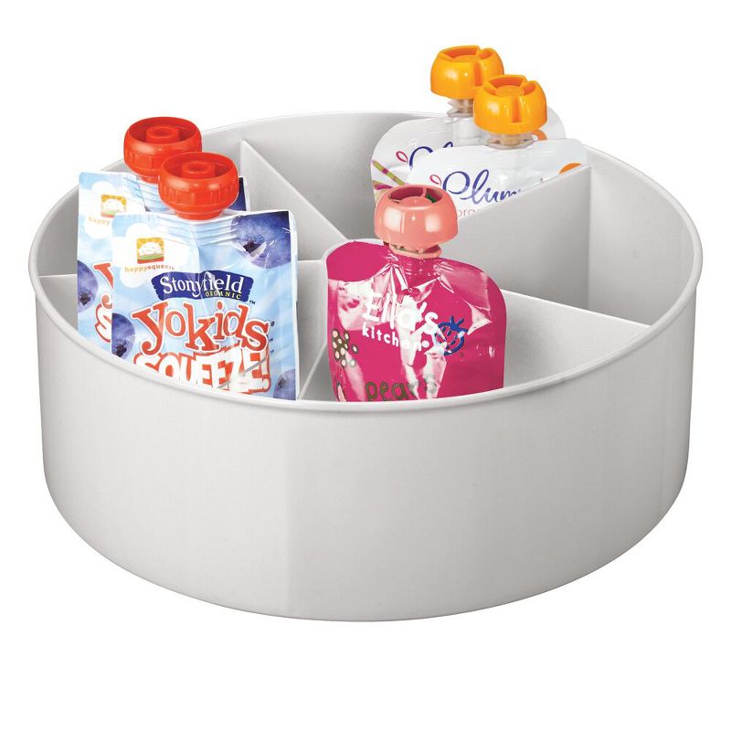 mDesign Divided Lazy Susan Turntable Storage Tray, for Nursery/Kids - Gray