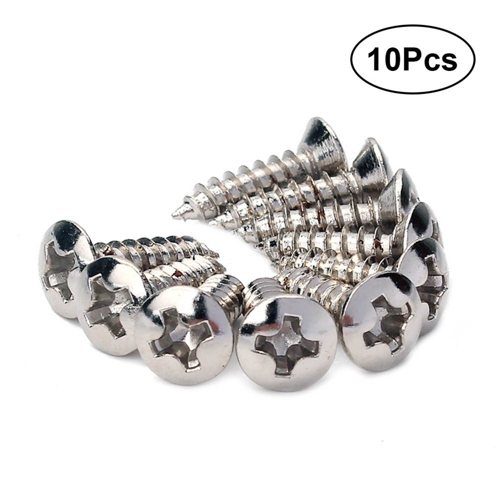 10 Pcs Bass Guitar Pickguard Plate Mounting Screws 3x12mm Cavity Cover Jack Cover Plate Screw for Electric Guitar Bass (Silver)