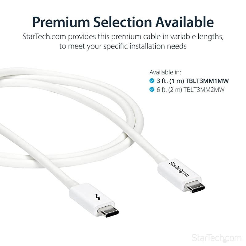 com 20Gbps Thunderbolt 3 Cable 33ft1m White 4k 60Hz Certified TB3 USBC to USBC Charger Cord w 100W Power Delivery TBLT3MM1MW20Gbps White