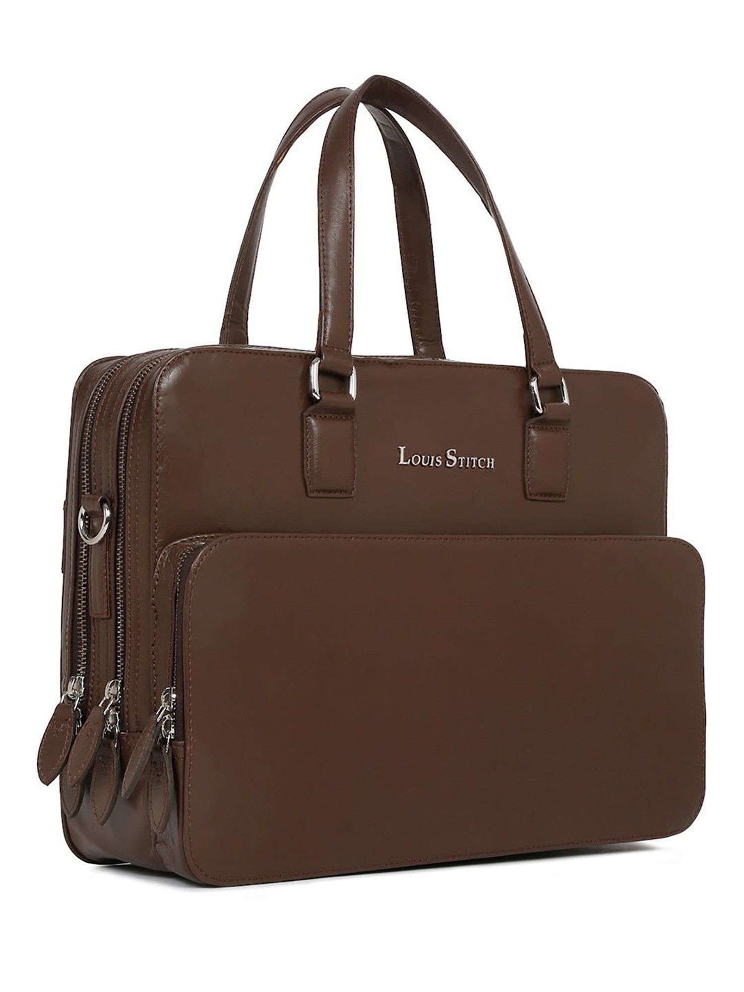 Louis Stitch Brown Leather Medium Multifunctional Executive Laptop Bag