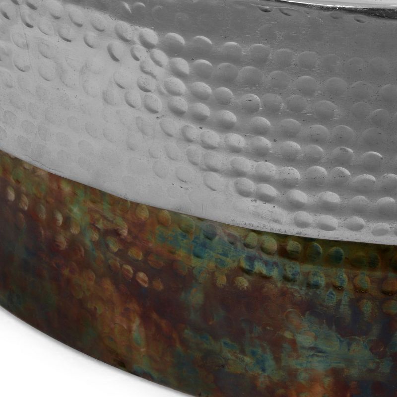 Thelen Modern Handcrafted Hammered Aluminum Two Toned Coffee Table Antique Pewter - Christopher Knight Home
