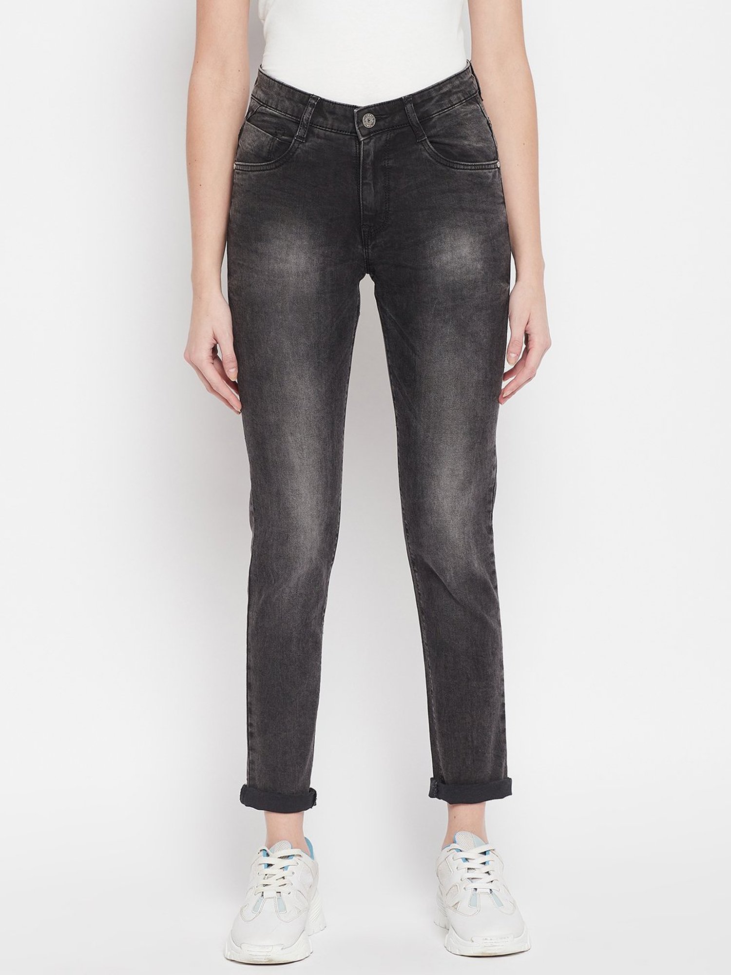 Crozo By Cantabil Black Regular Fit Mid Rise Jeans