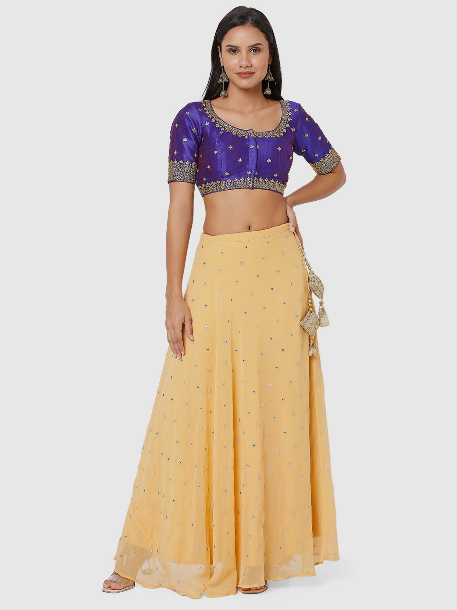 Salwar Studio Purple Embroidered Readymade Blouse