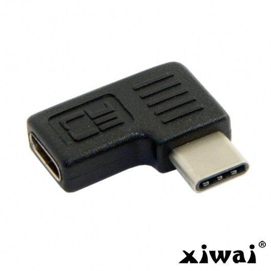 Xiwai 90 Degree Right Left Angled USB 3.1 Type-C Male to Female Extension Adapter for Laptop & Tablet & Mobile Phone