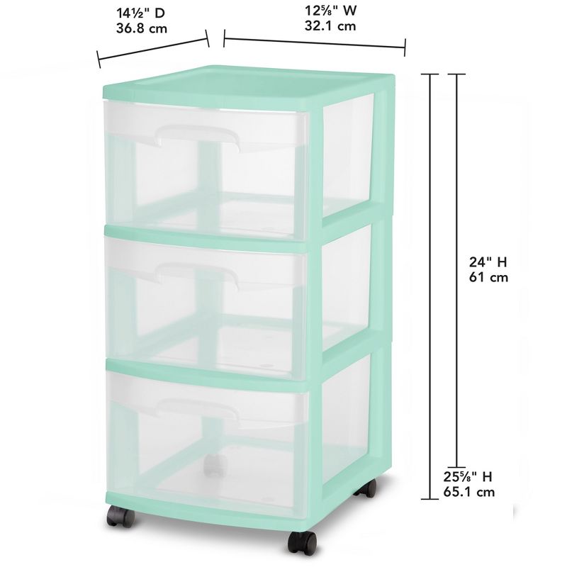 Homz Plastic 6 Clear Drawer Medium Home Storage Container Tower with 4 Large Drawers and 2 Small Drawers, Black Frame
