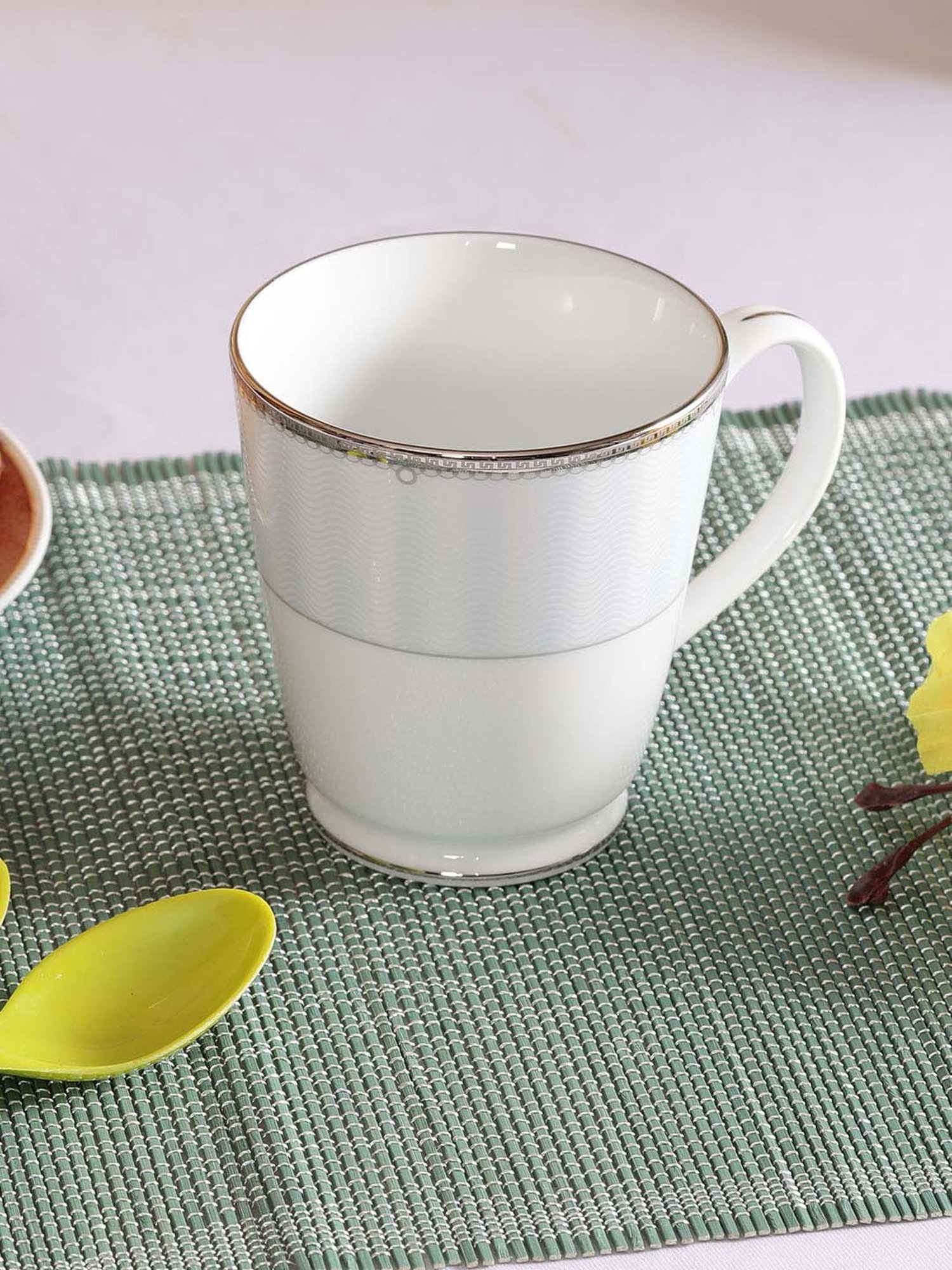 NORITAKE Hearth Off-White & Light Grey Porcelain Milk Mug (0.37 L) - Set of 1