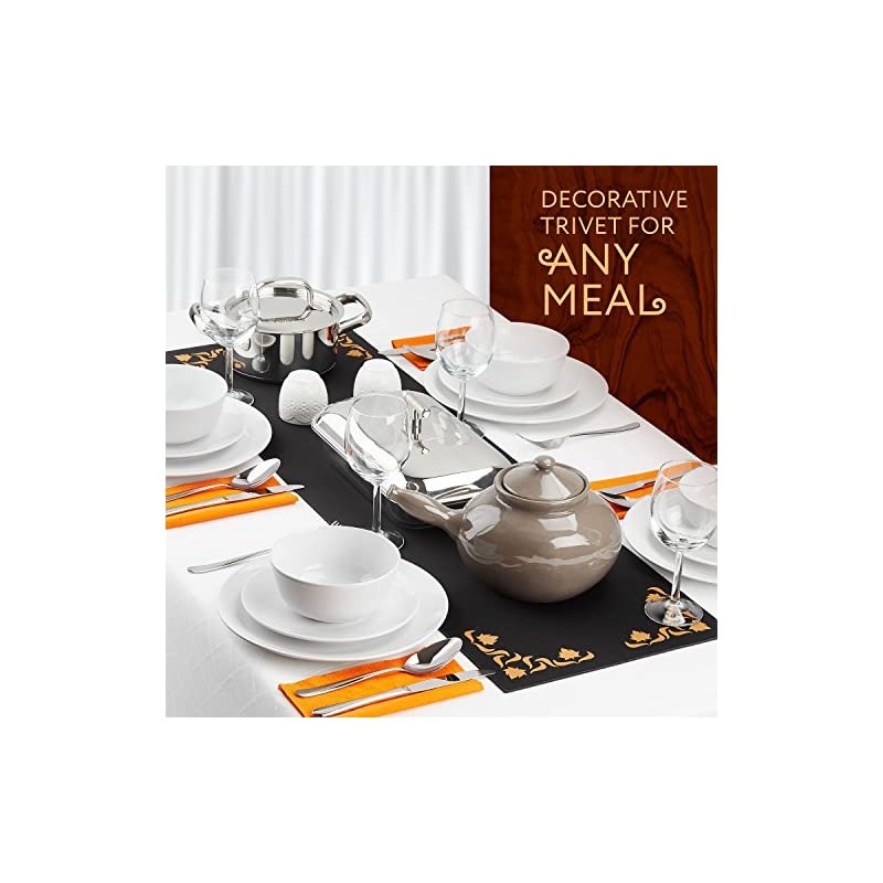 Decorative Trivet and Kitchen Table Runners Handles Heat, anti Slip, Hand Washable and Convenient for Hot Dishes, Black/White