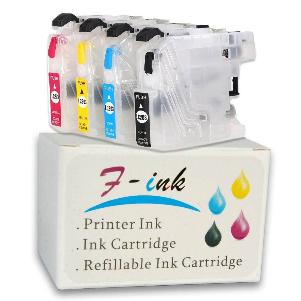 F-INK Empty Refillable Ink Cartridge Replacement For Brother LC201 LC203 LC203XL,Works With Brother MFC-J4320DW J4420DW J4620DW J5520DW J5620DW J5720DW Printers
