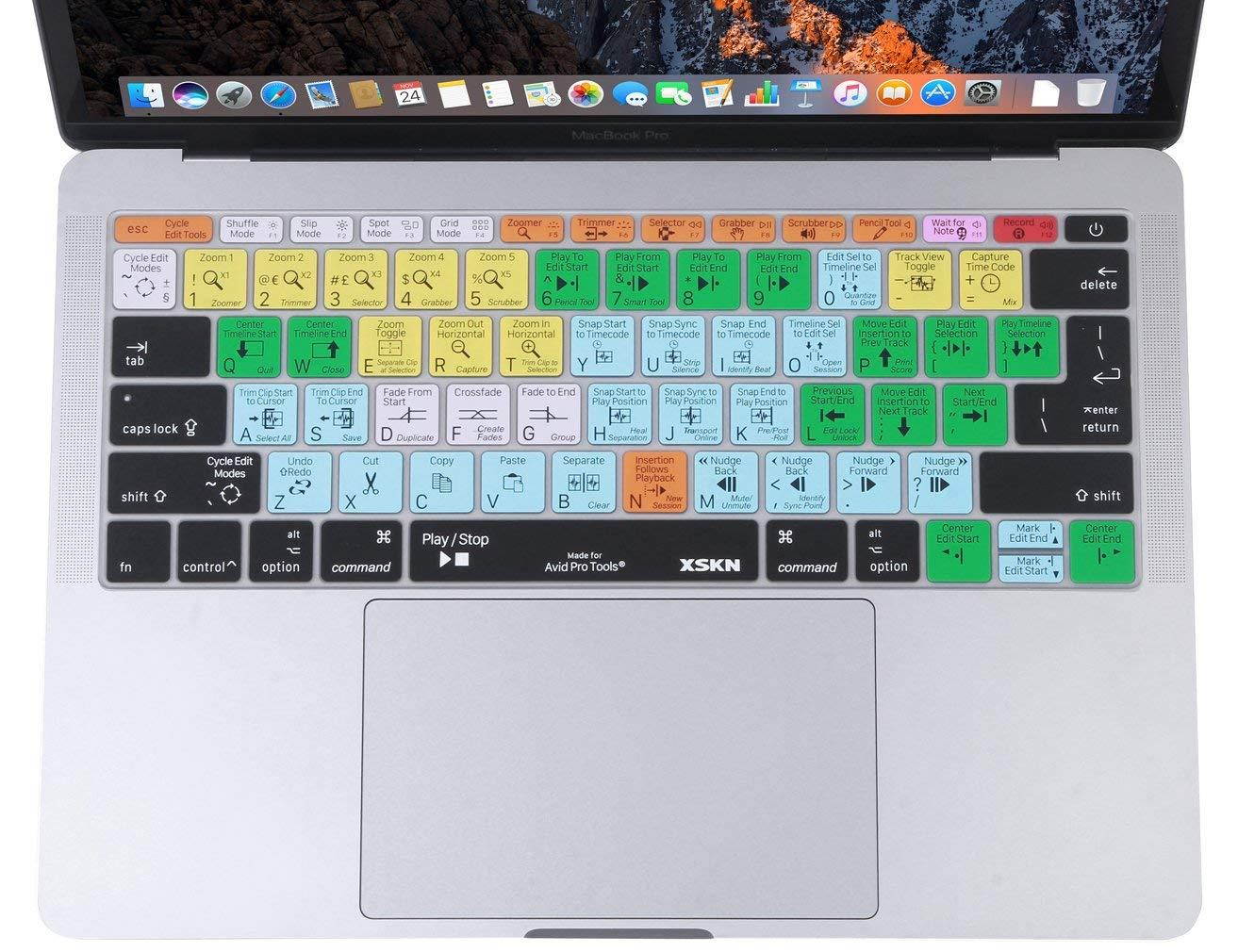 XSKN Avid Pro Tools Keyboard Cover Silicone Skin for Macbook 12 (2015 Model A1534) and New MacBook Pro 13 (2016 Model A1708, No Touch Bar), US&EU Version