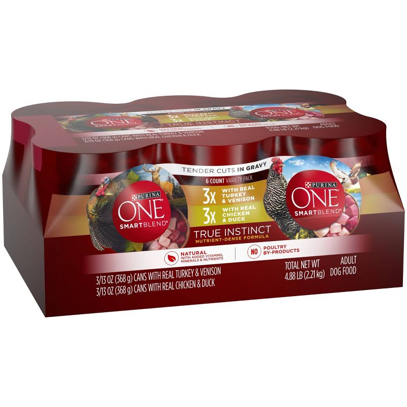 Purina ONE SmartBlend True Instinct Tender Cuts In Gravy with Real Turkey & Chicken Wet Dog Food - 13oz/6ct Variety Pack