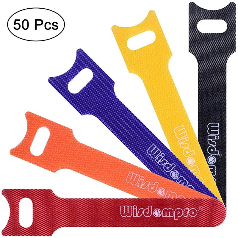 50 Pack 4 Inches Hook and Loop Cable Ties, Self-gripping Fastening Cord Strap by  - Reusable, Durable Functional Ties to Keep Your Home, Office, Workspace from Tangled Messes of Cords