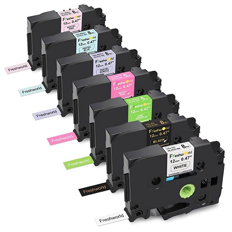 P Touch TZ 12mm 047 Inch Laminated Label Tape WhiteGoldGreenBerry PinkPurpleBluePinkTZe231 334 MQG35 MQP35 MQF31 MQ531 MQE31Compatible whih Brother PTouch PTD210 PTD400 PTH1107P